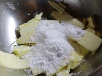 Beat room-temperatured butter with sugar until...