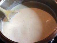 Pour most of the milk into a pot, add sugar and...