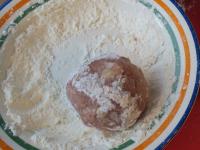 Coat round meatballs in flour, ......