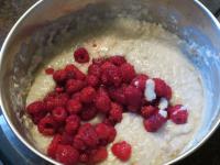 ... and mix in the raspberries....