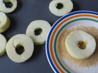 Cut the apples into thicker slices, coat them with...