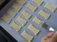 Put the cutted rectangles on a baking sheet lined...