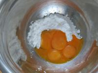 Whisk the egg yolks and sugar into foam....