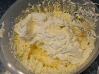 Whip a cream from the whipping cream and mix it...