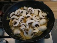 Add cleaned, washed and sliced mushrooms in the...